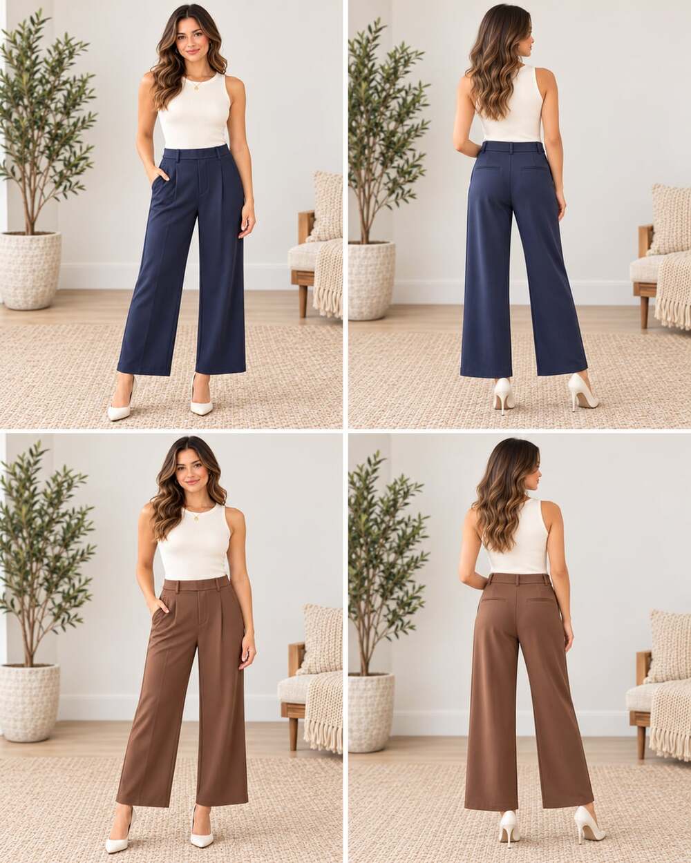 Halara Wide Leg Pants Size XS Regular Blue Brown Lot of 2